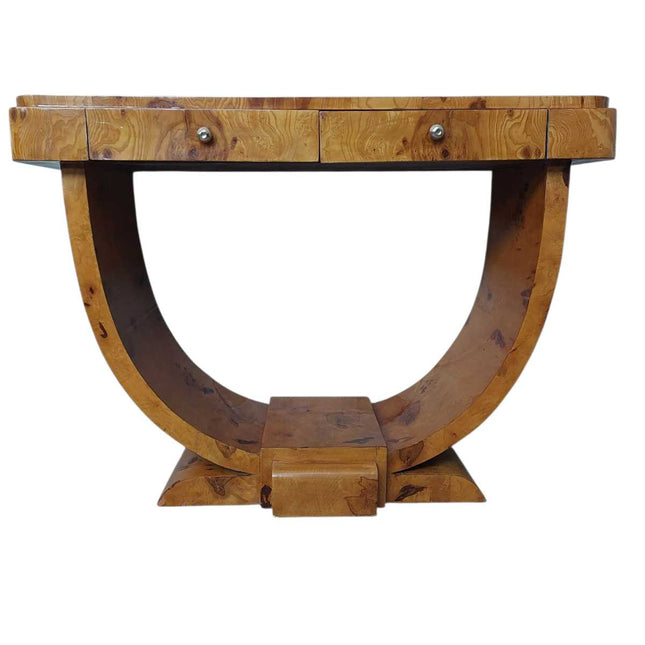 Tampa Bay Art Deco Burl walnut console Table