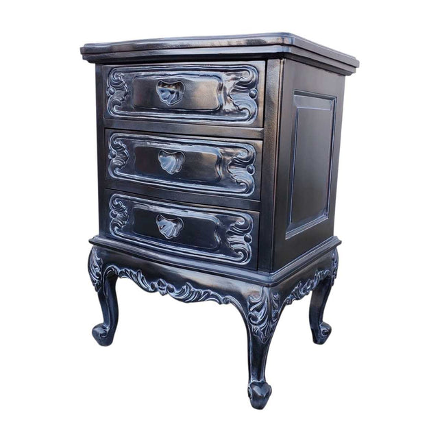 DOMINIQUE MAHOGANY WOOD NIGHTSTAND ☆ BLACK