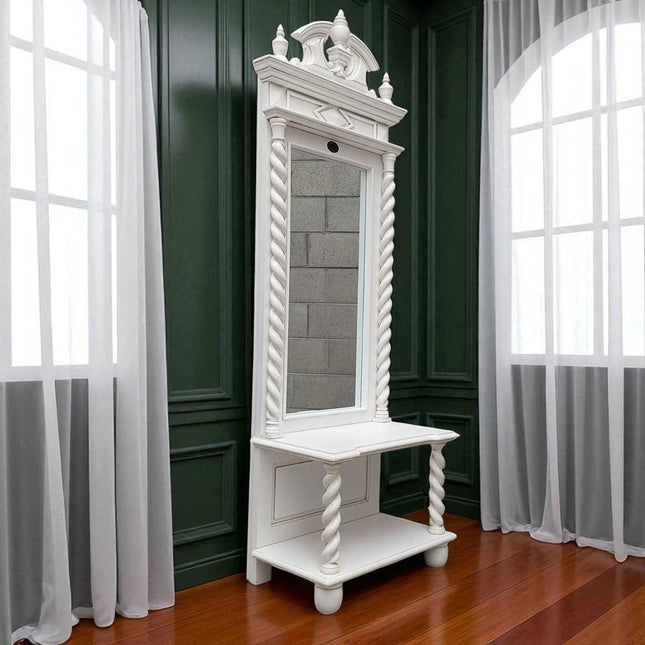 PRESCOT FRENCH BEDROOM MIRROR ☆ WHITE ANTIQUE