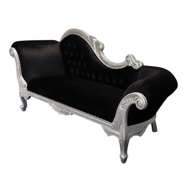 Vienna French Chaise ☆ Silver & Black
