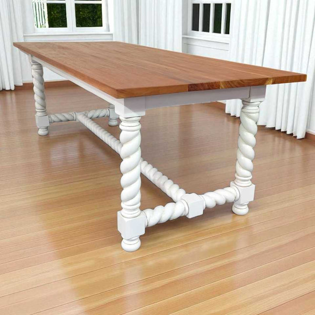 JENKINSON MAHOGANY WOOD DINING TABLE ☆ WHITE & NATURAL