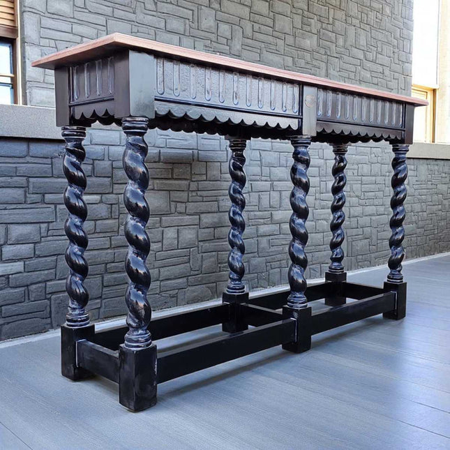 ROYALTON MAHOGANY WOOD CONSOLE TABLE ☆ BLACK & NATURAL