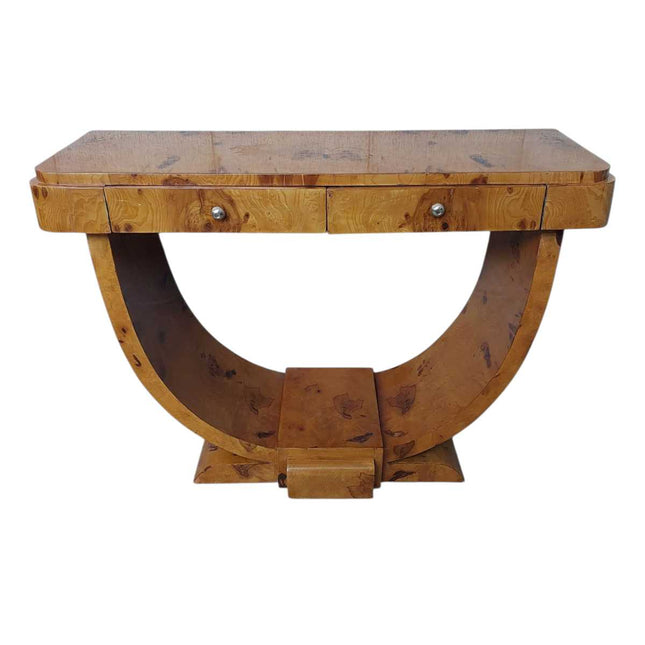 Tampa Bay Art Deco Burl walnut console Table