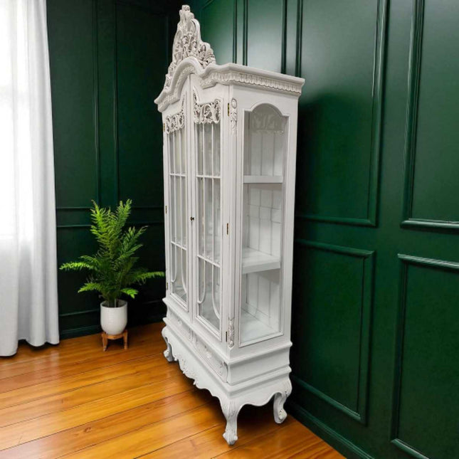 STRASBOURG FRENCH CABINET ☆WHITE ANTIQUE