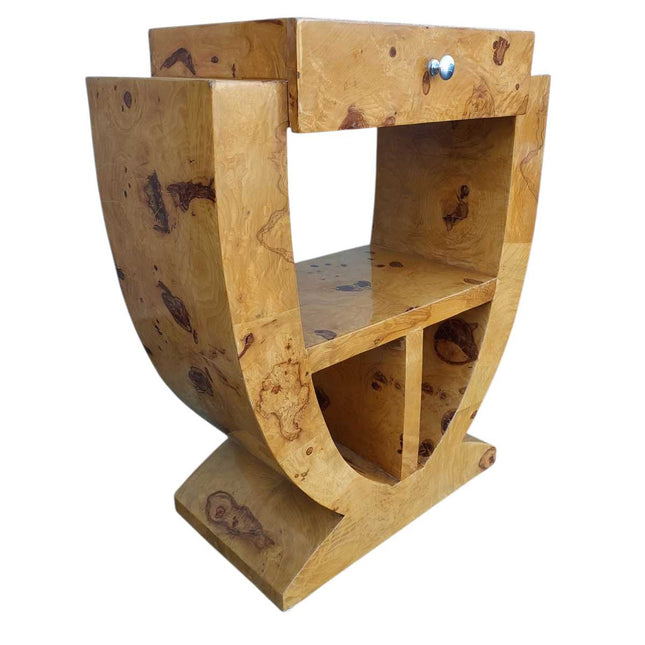 Norte Art Deco Burl Console Table