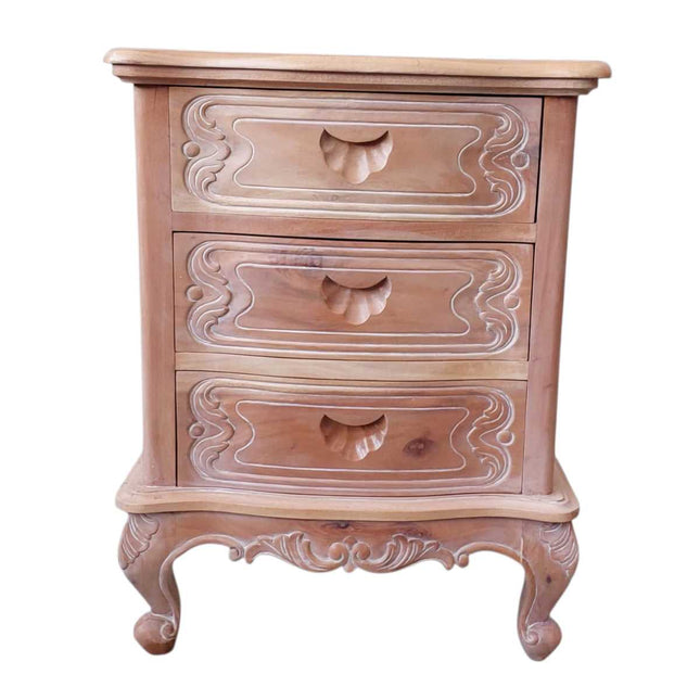 Dominique Mahogany Wood Nightstand ☆Natural - wash