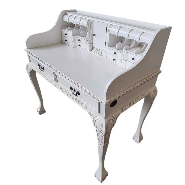 Chippendale Mahogany Wood Escritoire ☆ White
