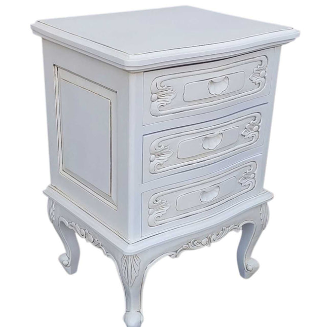 Dominique Mahogany wood Nightstand ☆White Antique