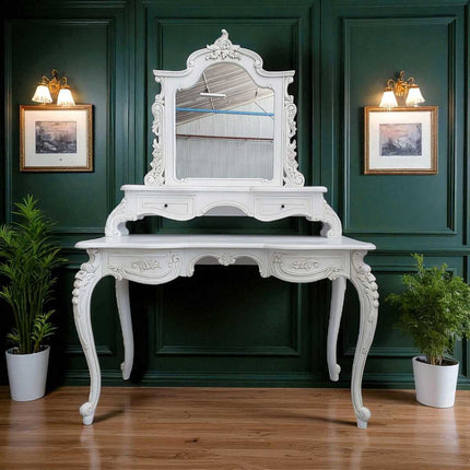 Etna French Vanity Dressing Table ☆ White Antique