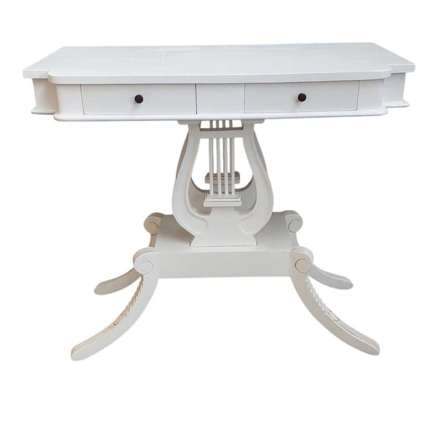 Lyre Mahogany wood Console Table ☆ White Antique